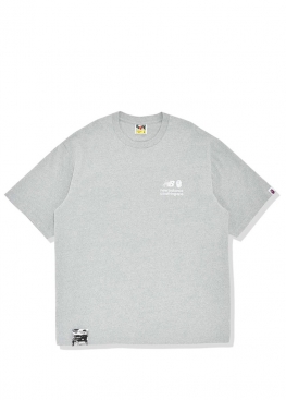 Сіра футболка Bape x New Balance Ape Head Relaxed Fit Grey Tee Mens - FA1146