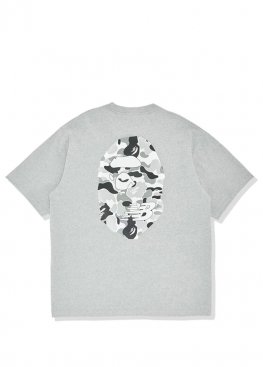 Серая футболка Bape x New Balance Ape Head Relaxed Fit Grey Tee Mens - FA1146