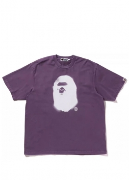 Фіолетова футболка Bape Spray Ape Head Garment Dyed Relaxed Fit Purple Tee Unisex - FA1148