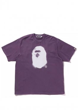 Фіолетова футболка Bape Spray Ape Head Garment Dyed Relaxed Fit Purple Tee Unisex - FA1148