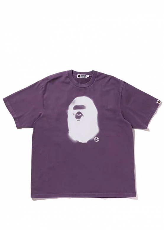 Фіолетова футболка Bape A Bathing Ape Spray Ape Head Garment Dyed Relaxed Fit Color Purple T-Shirt Unisex