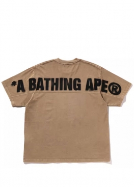 Бежева футболка Bape Spray Ape Head Garment Dyed Relaxed Fit Beige Tee Unisex - FA1150