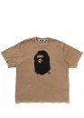 Bape A Bathing Ape Spray Ape Head Garment Dyed Relaxed Fit Color Beige T-Shirt Unisex