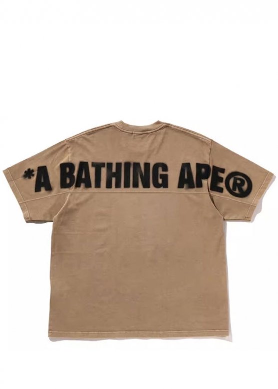 Bape A Bathing Ape Spray Ape Head Garment Dyed Relaxed Fit Color Beige T-Shirt Unisex