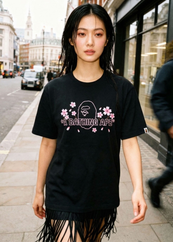Чорна футболка Bape A Bathing Ape Sakura Color Black T-shirt Womens