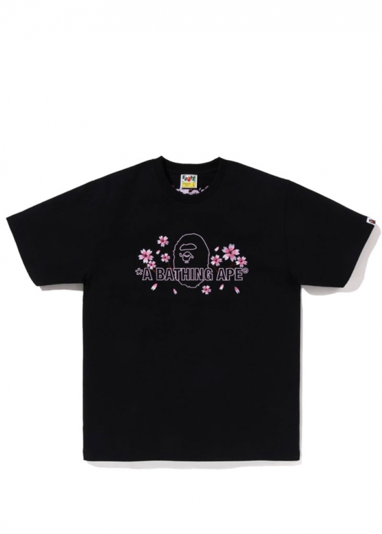 Bape A Bathing Ape Sakura Color Black T-shirt Womens