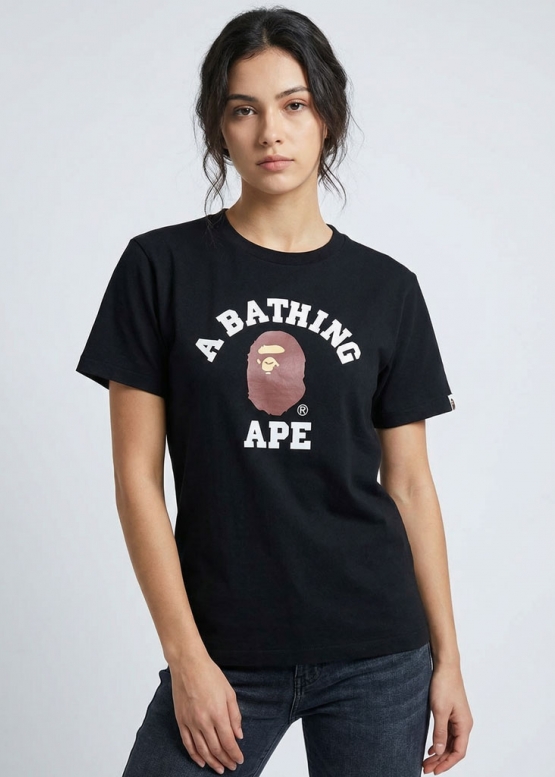 Чорна футболка Bape A Bathing Ape Distortion College Color Black T-Shirt Mens