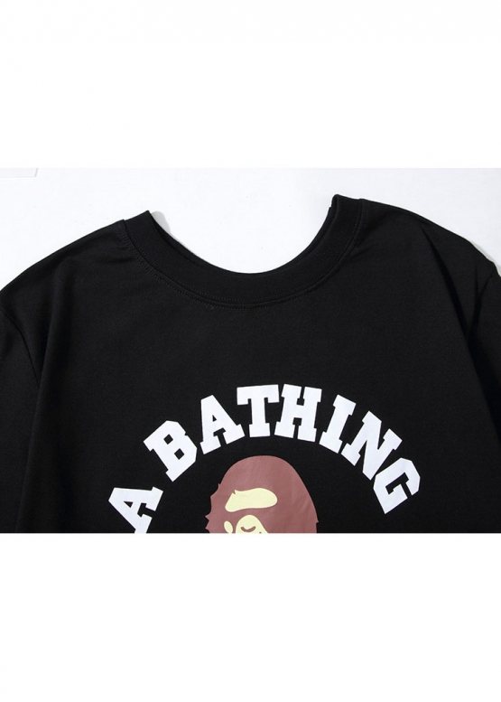 Чёрная футболка Bape A Bathing Ape Distortion College Color Black T-Shirt Mens