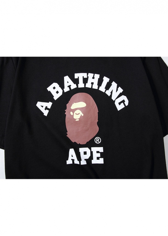 Чёрная футболка Bape A Bathing Ape Distortion College Color Black T-Shirt Mens