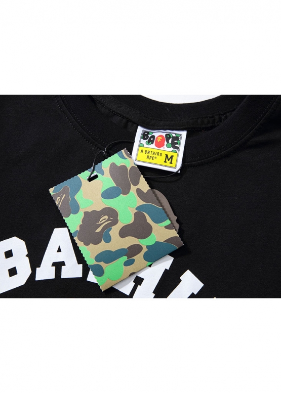 Чёрная футболка Bape A Bathing Ape Distortion College Color Black T-Shirt Mens