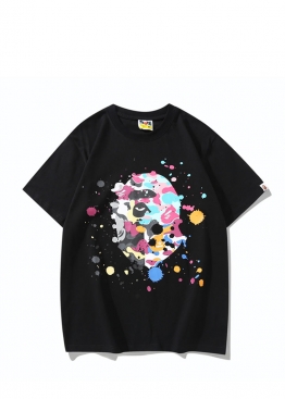 Bape Ape Head Multicolor Splatter Black Tee Unisex - FA1158