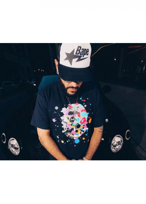 Чорна футболка Bape A Bathing Ape Head Multicolor Splatter Color Black T-Shirt Unisex