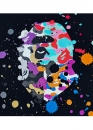 Чорна футболка Bape A Bathing Ape Head Multicolor Splatter Color Black T-Shirt Unisex