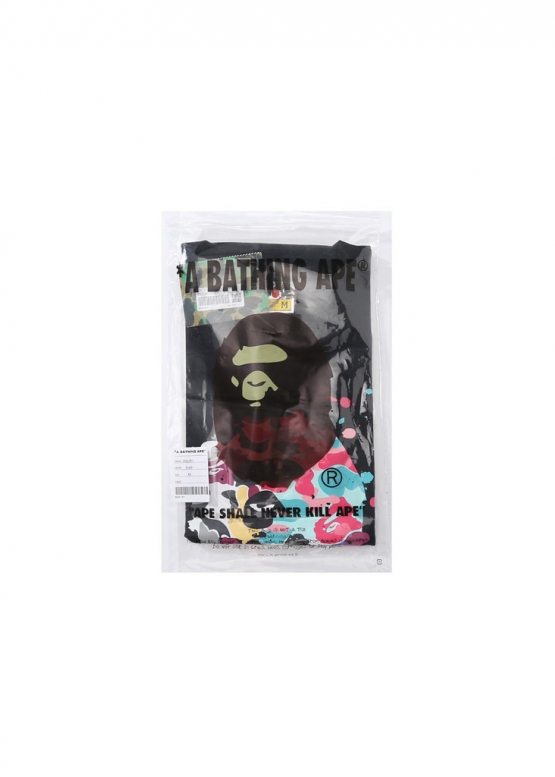 Чёрная футболка Bape A Bathing Ape Head Multicolor Splatter Color Black T-Shirt Unisex