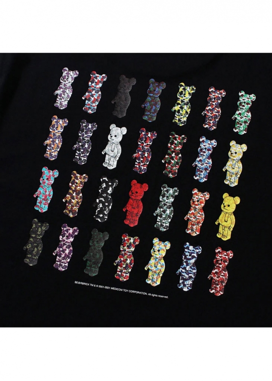 Чорна футболка Bape A Bathing Ape x Medicom Toy Camo Bear Color Black T-Shirt Unisex