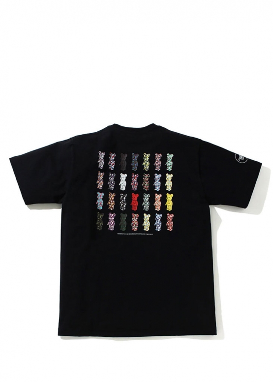 Чорна футболка Bape A Bathing Ape x Medicom Toy Camo Bear Color Black T-Shirt Unisex