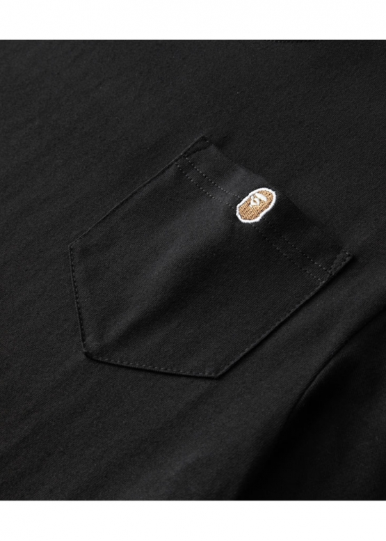 Чёрная футболка Bape A Bathing Ape Head One Point Pocket Color Black T-Shirt Unisex