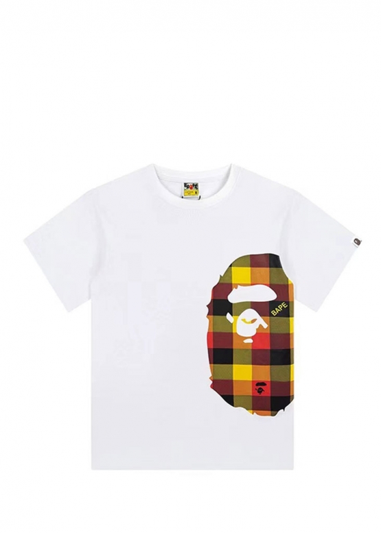 Біла футболка Bape A Bathing Ape Block Check Side Big Ape Head Color White T-Shirt Unisex