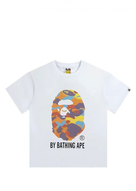 Белая футболка Bape A Bathing Ape Grid Camo Color White T-Shirt Unisex