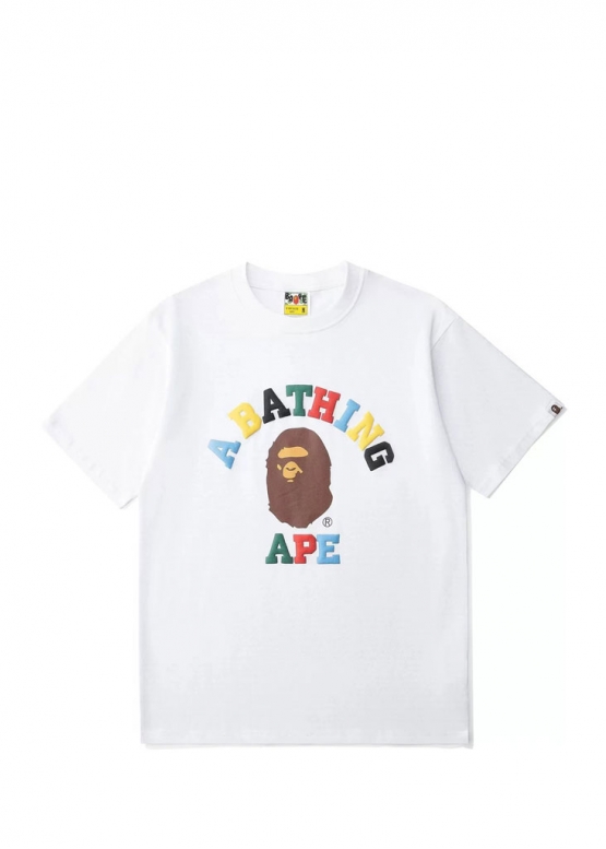Біла футболка Bape A Bathing Ape Multi Color Letters College White T-Shirt Unisex