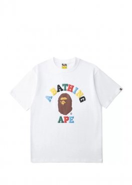 Біла футболка Bape Multi Color Letters College White Tee Unisex - FA1174