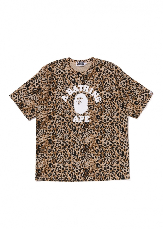 Леопардова футболка Bape Wild Leopard Pattern College Relaxed Fit Tee