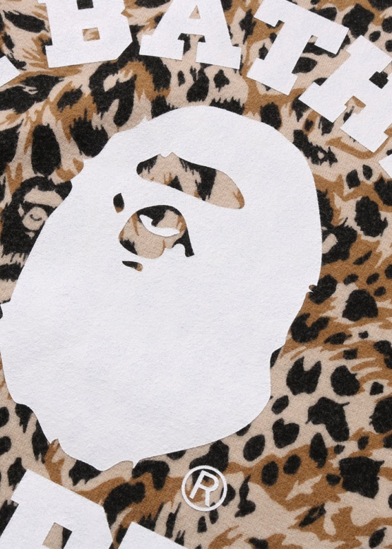 Bape Wild Leopard Pattern College Relaxed Fit Tee