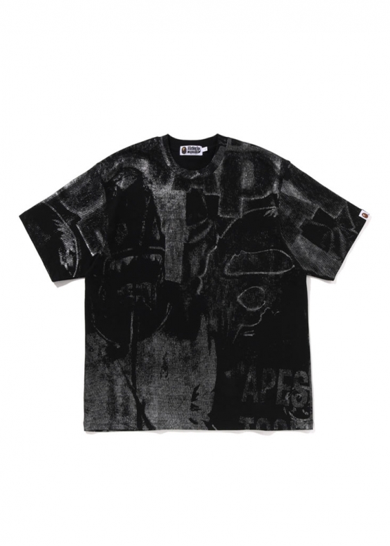 Чорна футболка Bape Metallic Coated Overall Print Relaxed Fit Tee