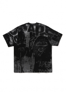 Чорна футболка Bape Metallic Coated Overall Print Relaxed Fit Tee - FA1177