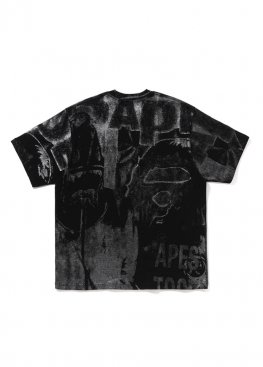 Чорна футболка Bape Metallic Coated Overall Print Relaxed Fit Tee - FA1177