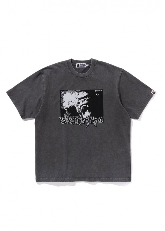 Сіра футболка Bape Mad Ape Graphic Acid Wash Relaxed Fit Tee