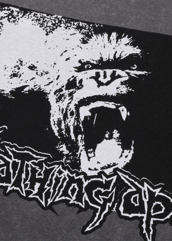 Сіра футболка Bape Mad Ape Graphic Acid Wash Relaxed Fit Tee