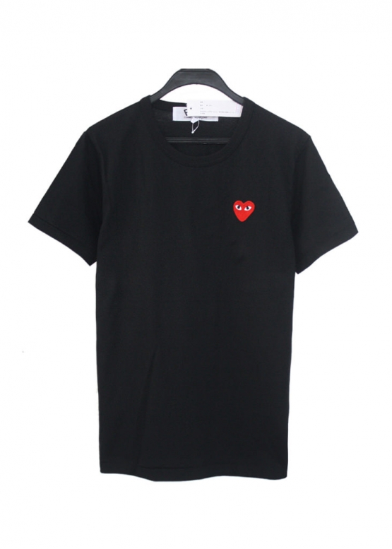 Comme des Garcons Play Color Basic Black T-Shirt Red Emblem Unisex