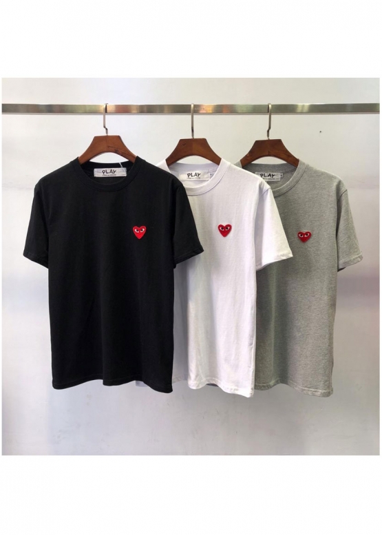 Comme des Garcons Play Color Basic Black T-Shirt Red Emblem Unisex
