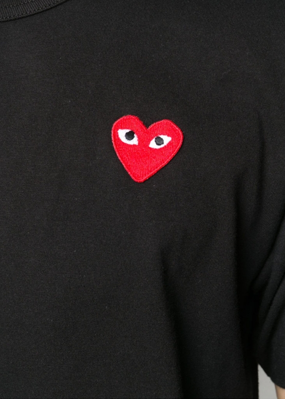 Comme des Garcons Play Color Basic Black T-Shirt Red Emblem Unisex