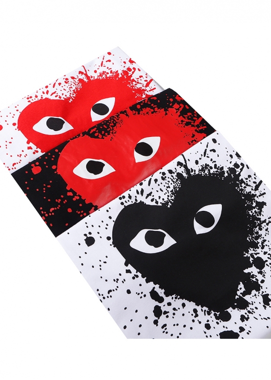 Біла футболка Comme des Garcons Play Big Red Heart Splatter Color White T-shirt Unisex