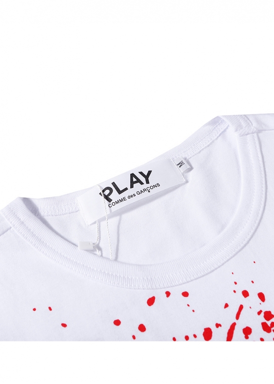 Біла футболка Comme des Garcons Play Big Red Heart Splatter Color White T-shirt Unisex