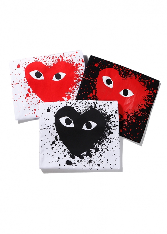 Comme des Garcons Play Big Red Heart Splatter Color White T-shirt Unisex