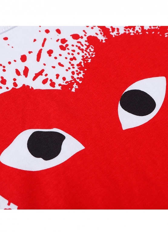 Comme des Garcons Play Big Red Heart Splatter Color White T-shirt Unisex