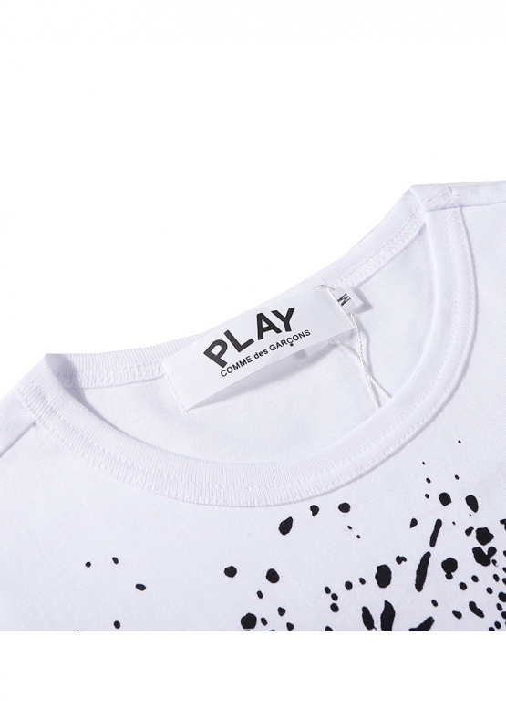 Біла футболка Comme des Garcons Play Big Black Heart Splatter Color White T-shirt Unisex