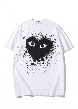 Біла футболка Comme des Garcons Play Big Black Heart Splatter White T-Shirt Unisex - FC1116