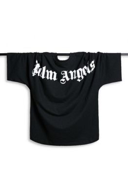 Чорна футболка Palm Angels Classic Logo Over Black T-Shirt Unisex - FM1111
