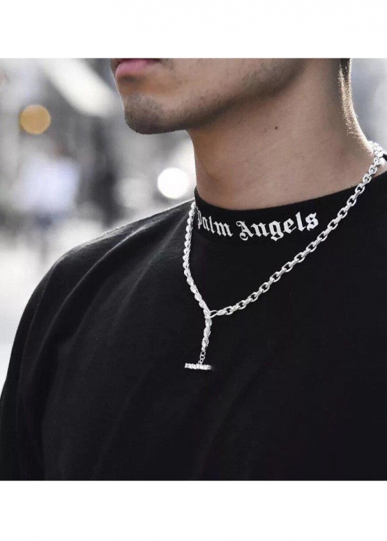 Чорна футболка Palm Angels Classic Logo Over Black T-shirt Unisex