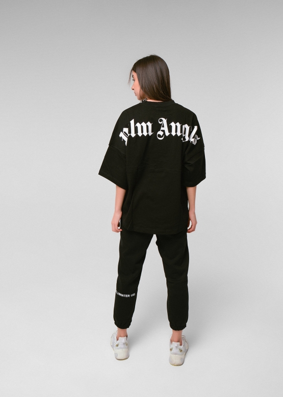 Чорна футболка Palm Angels Classic Logo Over Black T-shirt Unisex