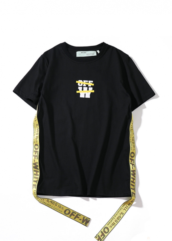 Off-White Side Tape Color Black T-shirt Unisex