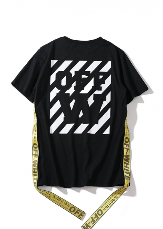 Off-White Side Tape Color Black T-shirt Unisex