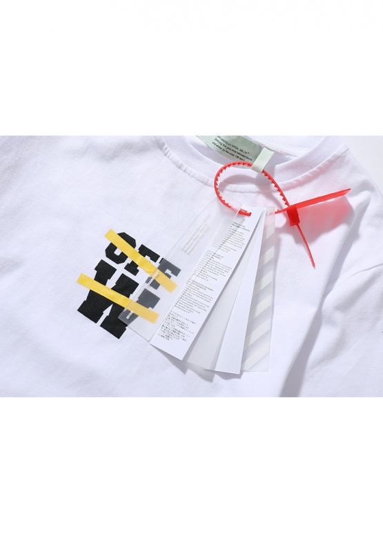 Off-White Side Tape Color White T-shirt Unisex
