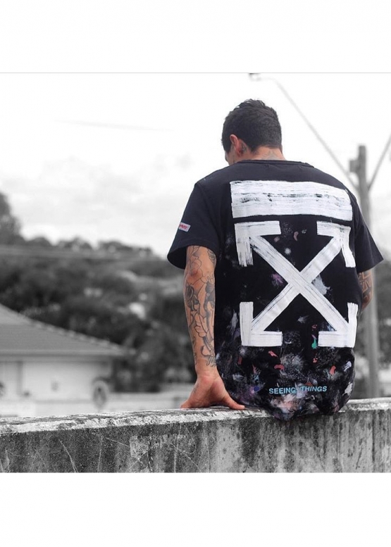 Off-White Art Chaos Color Black T-shirt Unisex