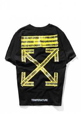 Чорна футболка Off-White Do Not Cross Black T-Shirt Unisex - FO1122