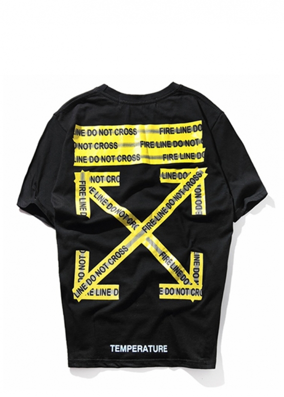 Off-White Do Not Cross Color Black T-shirt Unisex